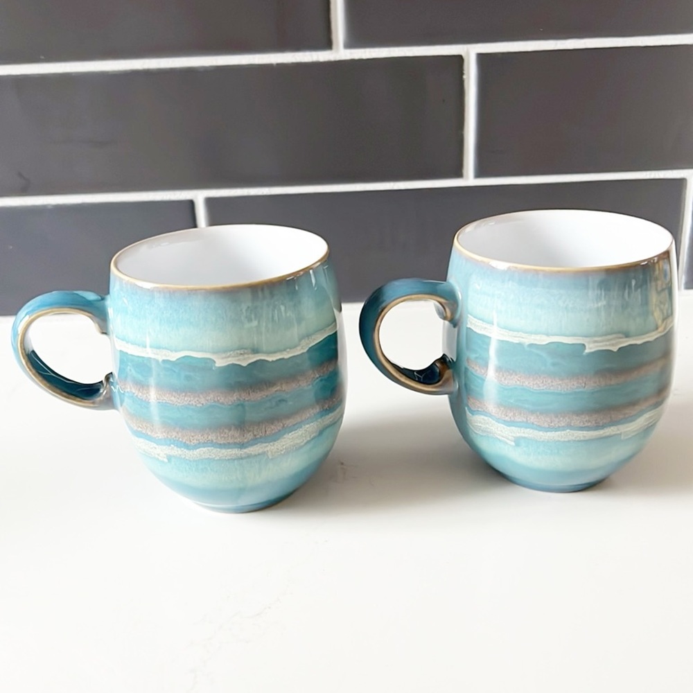 Denby Azure Coast Large Curve Mug Set of 2